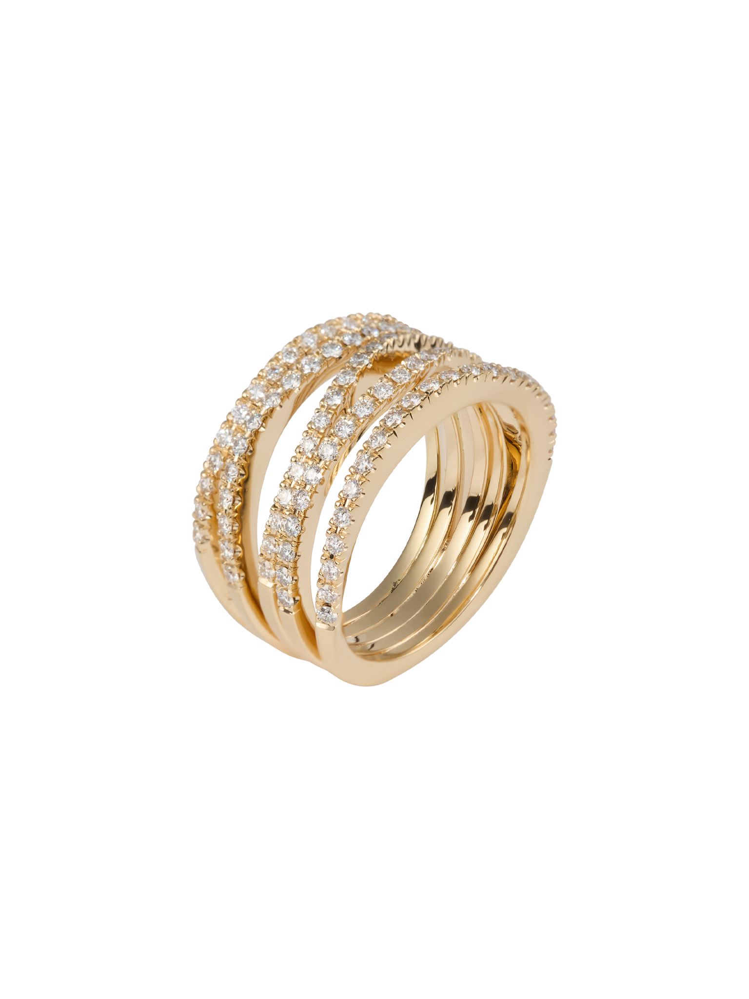 Waves ocean ring in 18k yellow gold with 1,05ct diamond